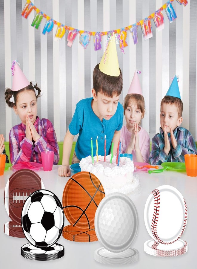 HiEnjoin 50PCS Sports Birthday Party Paper Plates, Baseball Football Soccer Basketball Golf Disposable Paper Plates for Boy Birthday Party Decoration Supplies Favors - Image 3